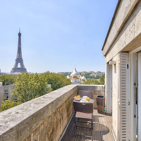 Designed Studio With Ac-Terrasse Vue Tour Eiffel Parijs Buitenkant foto