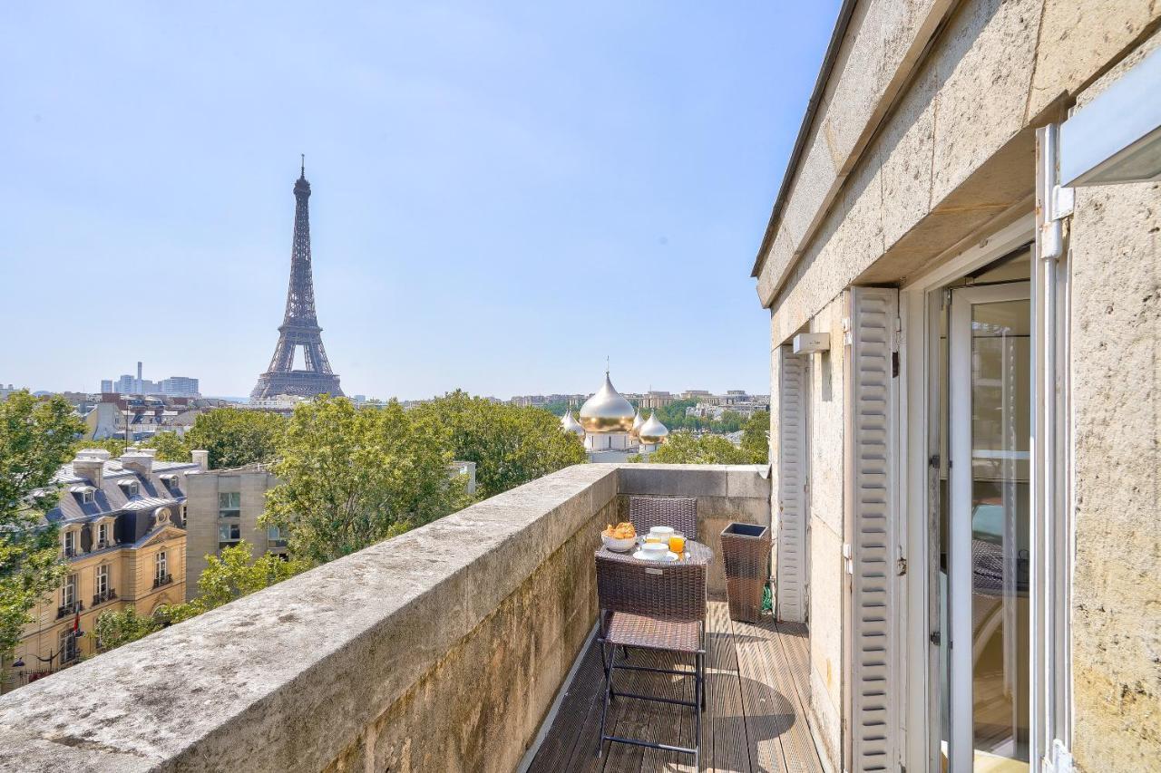Designed Studio With Ac-Terrasse Vue Tour Eiffel Parijs Buitenkant foto