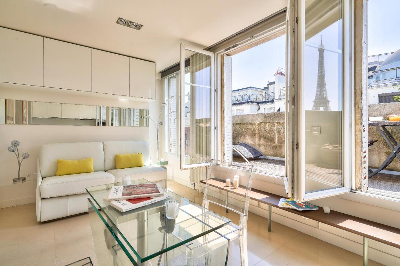 Designed Studio With Ac-Terrasse Vue Tour Eiffel Parijs Buitenkant foto